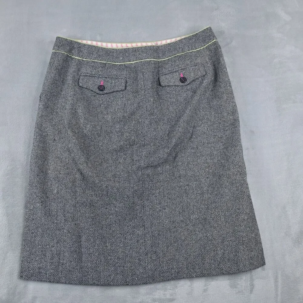Sigrid Olsen Womens Skirt Herringbone Gray Size 6 31x22 Lined Pockets Side Slit